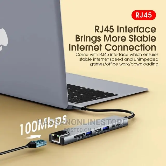 Type C to HDTV 8 in 1 Hub