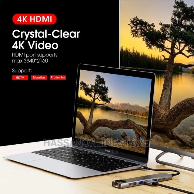 Type C to HDTV 8 in 1 Hub