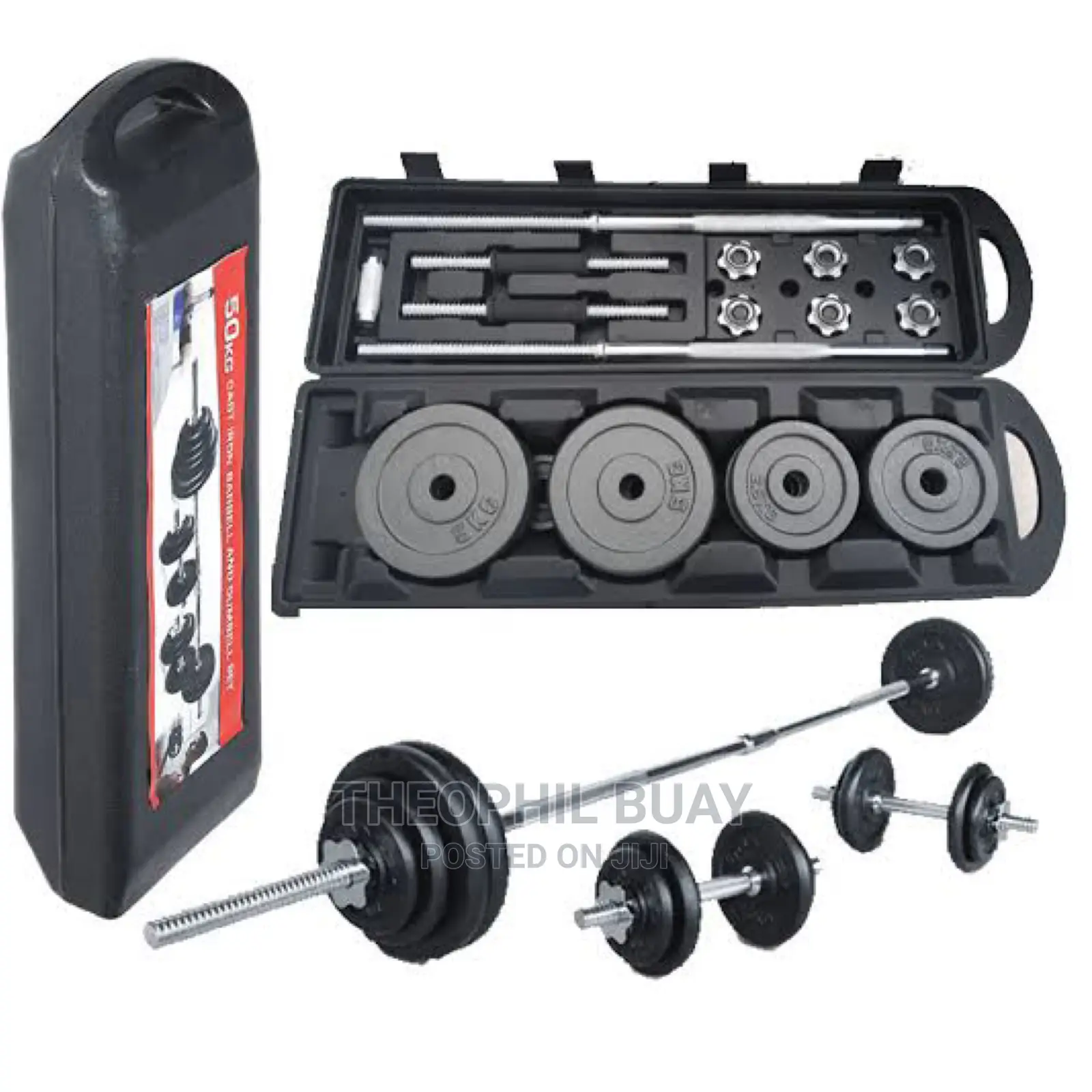 50KG Cast Iron Dumbbell Barbell Set Weight Plates