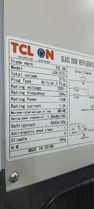 Tcl/Hitachi Glass Door Refrigerator 317L