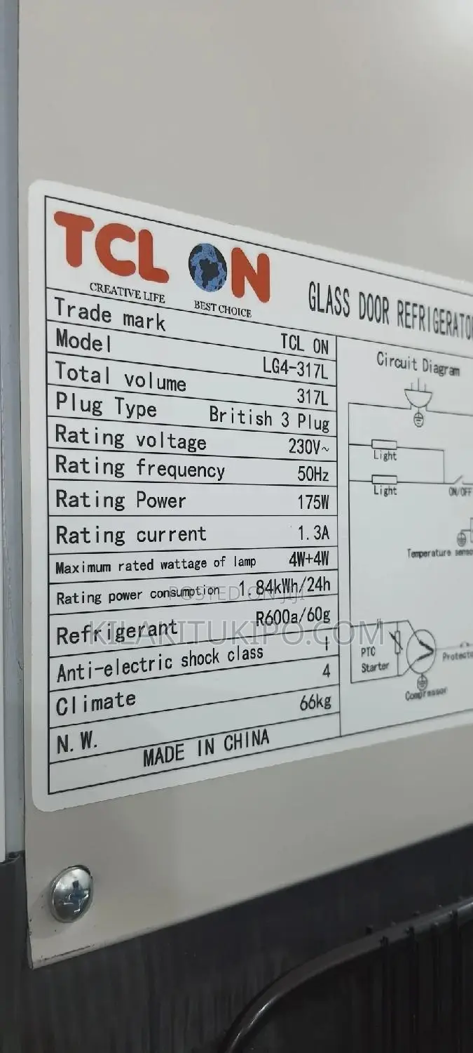Tcl/Hitachi Glass Door Refrigerator 317L