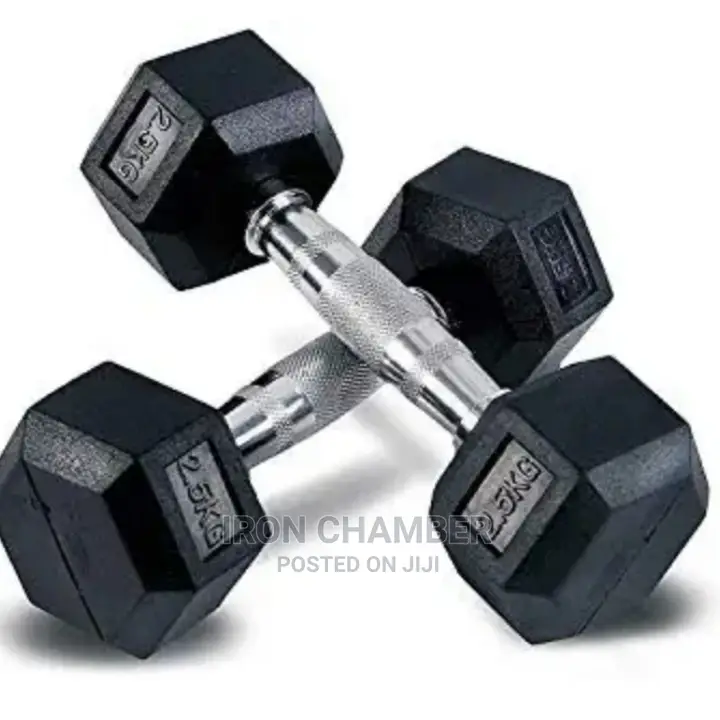 Hex Rubber Dumbbells 2.5kg (Pair)