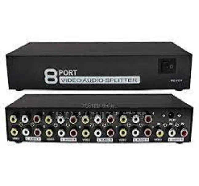 1 In 8 Out 3 RCA AV Audio Video Splitter Amplifier For Cable