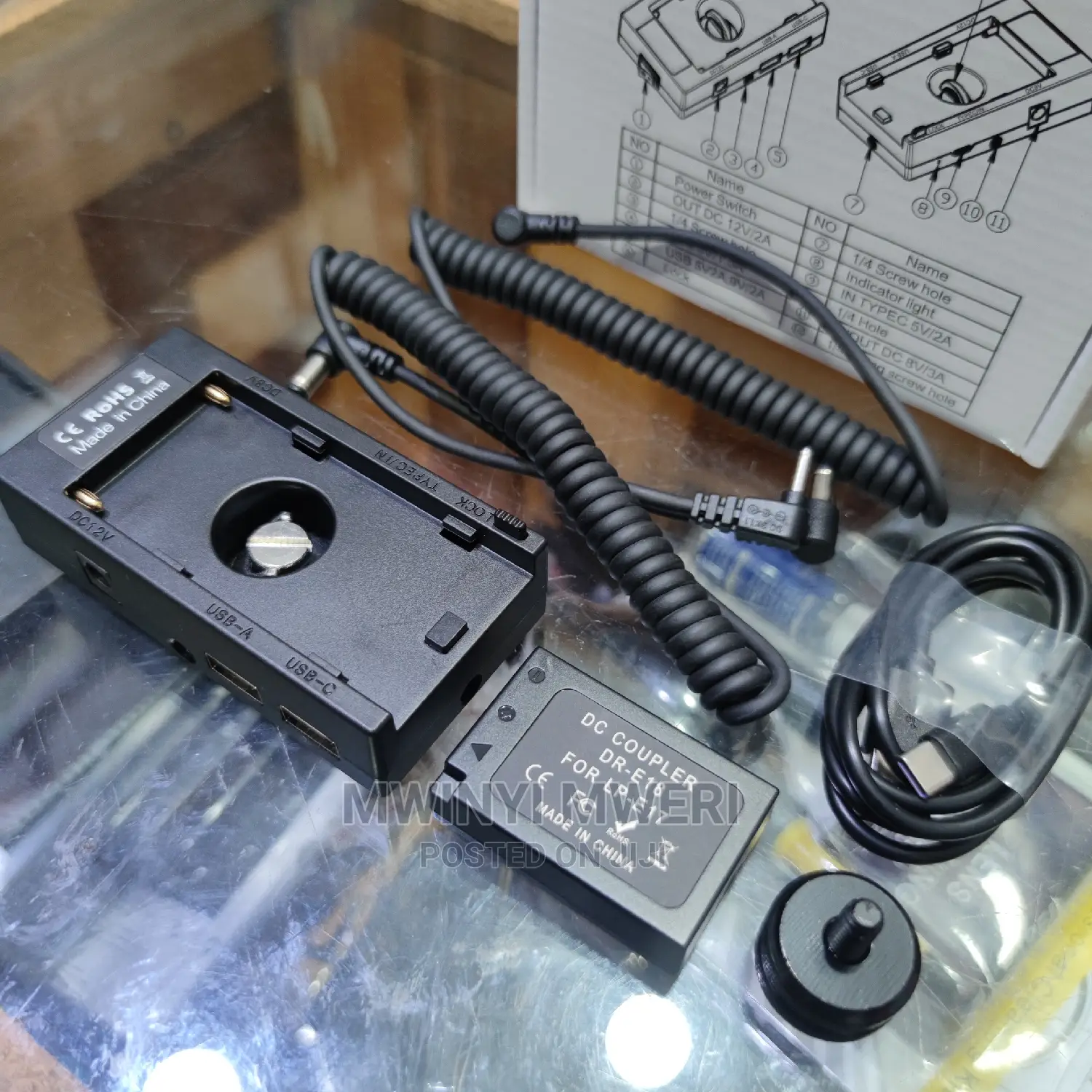 Dummy Battery Mount Plate Power Supply NP-F970 to LP-E17