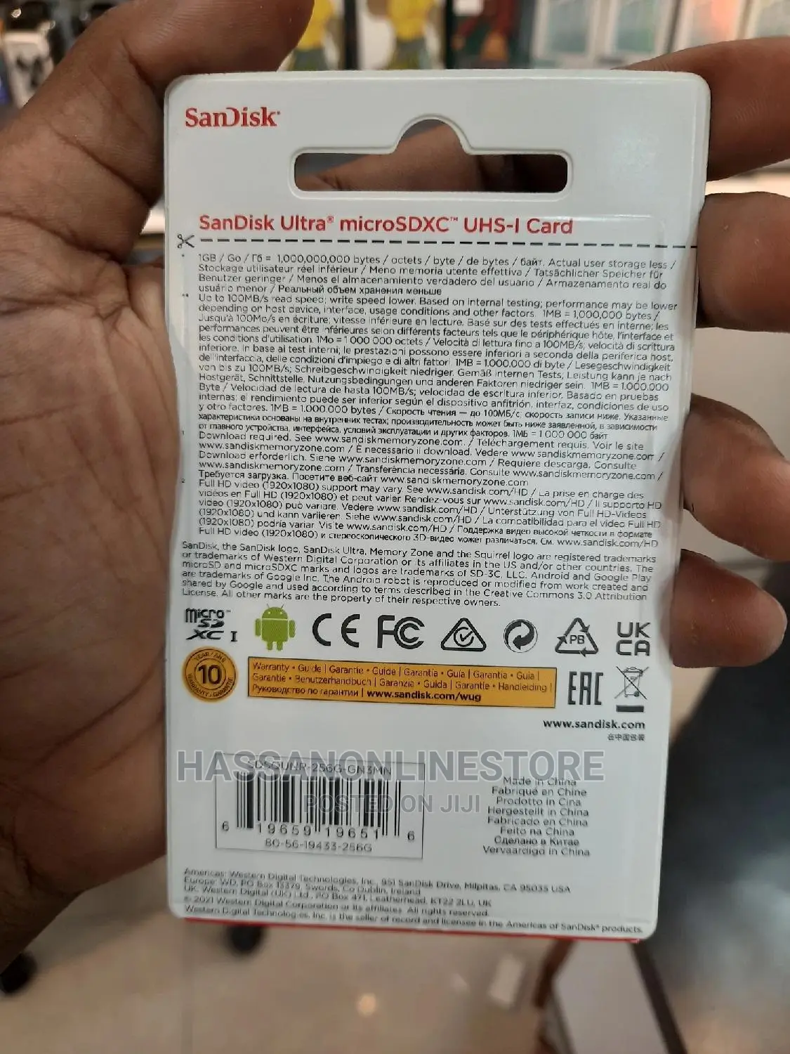 Sandisk Ultra Microsd UHS-I Card 256GB, 100mb/S