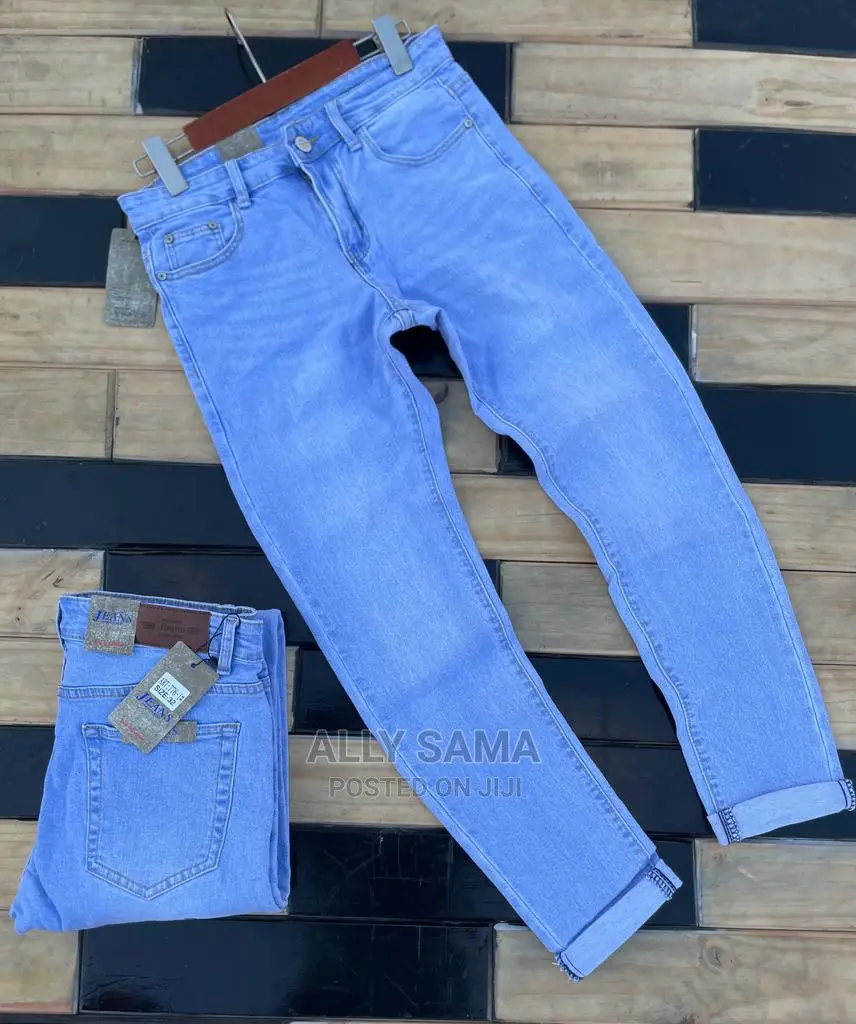 Mens Jeans Blue Plain