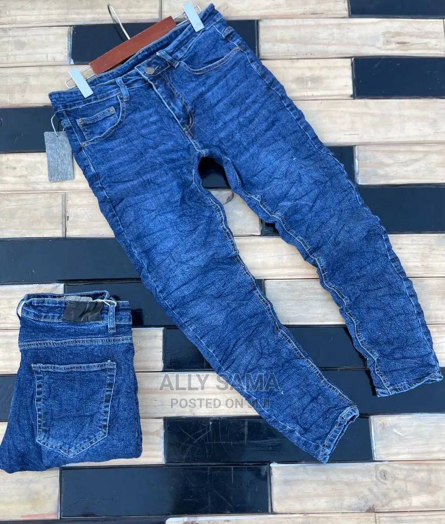 Mens Jeans Blue Plain