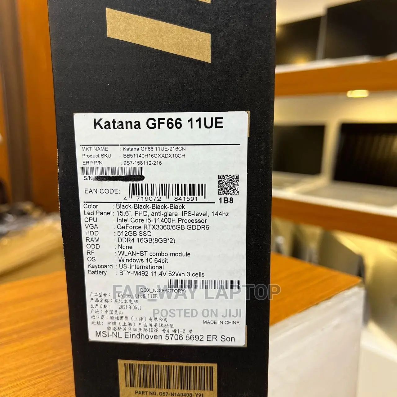 New Laptop MSI Katana GF66 16GB Intel Core I5 SSD 512GB