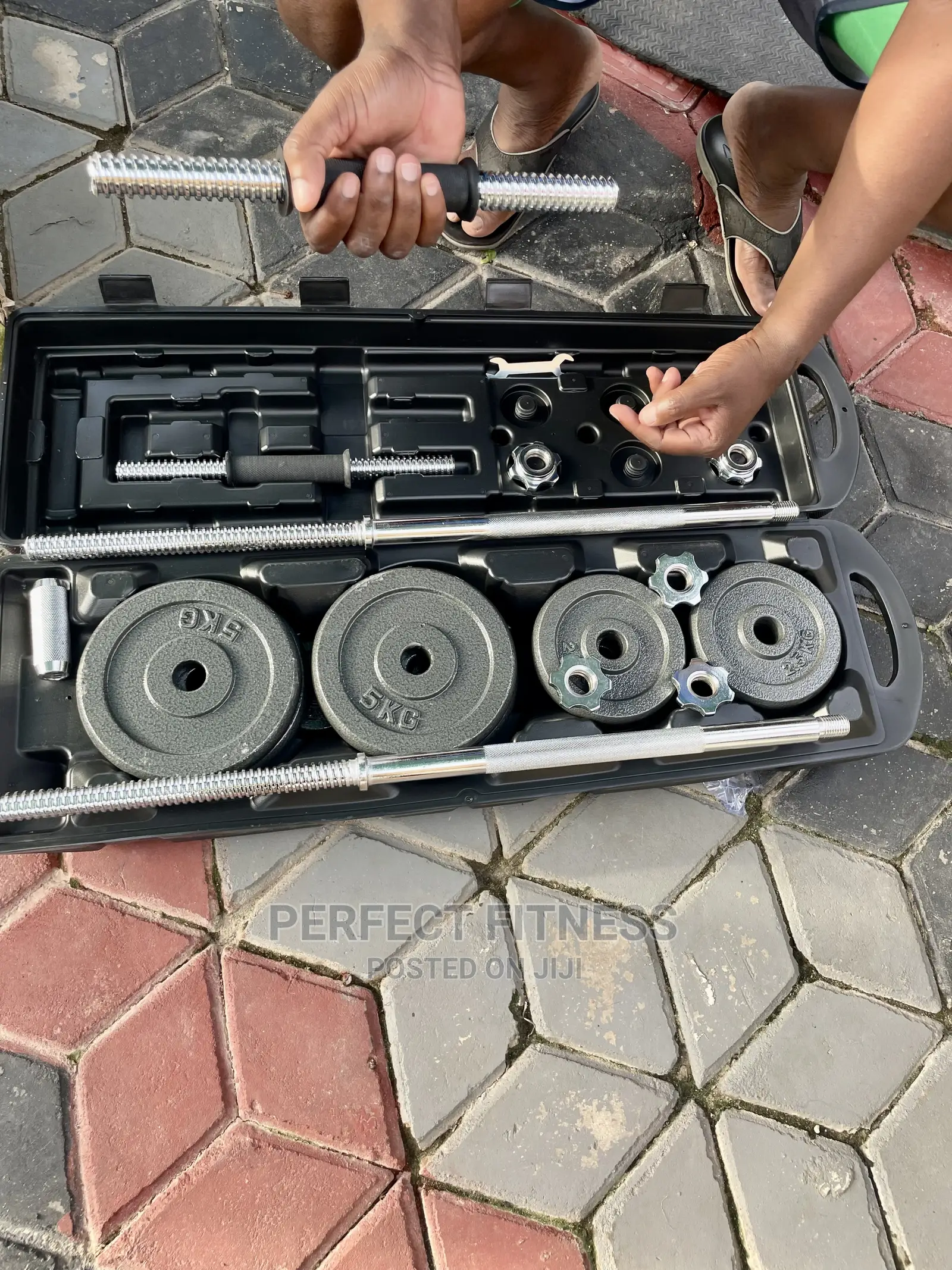 50kg/110lbs Chrome Barbell Na Dumbells Sets