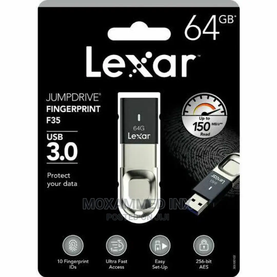 Lexar 64GB Flash Drive With Fingerprint Secured
