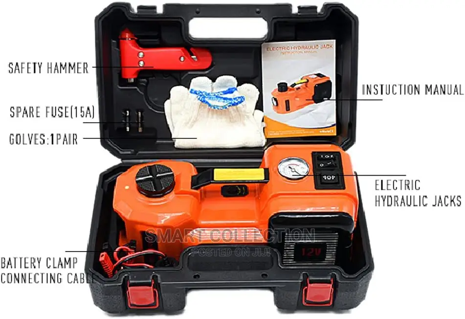 Electric Hydraulic Car Jack Set With Tire Pump and LED