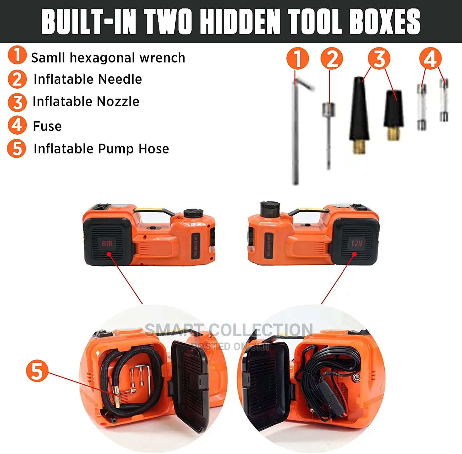 Electric Hydraulic Car Jack Set With Tire Pump and LED