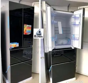 *Homebase Non-Frost Fridge * *356 L * Black With Glass
