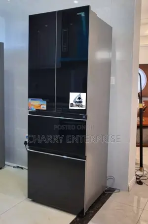*Homebase Non-Frost Fridge * *356 L * Black With Glass