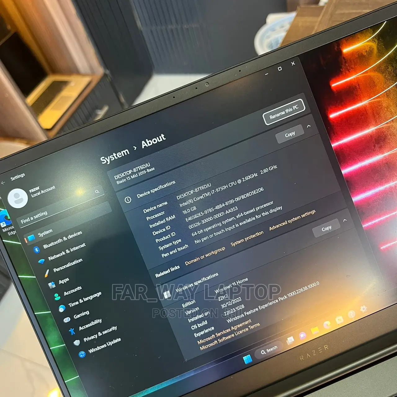 New Laptop Razer Blade 16GB Intel Core I7 SSD 1T