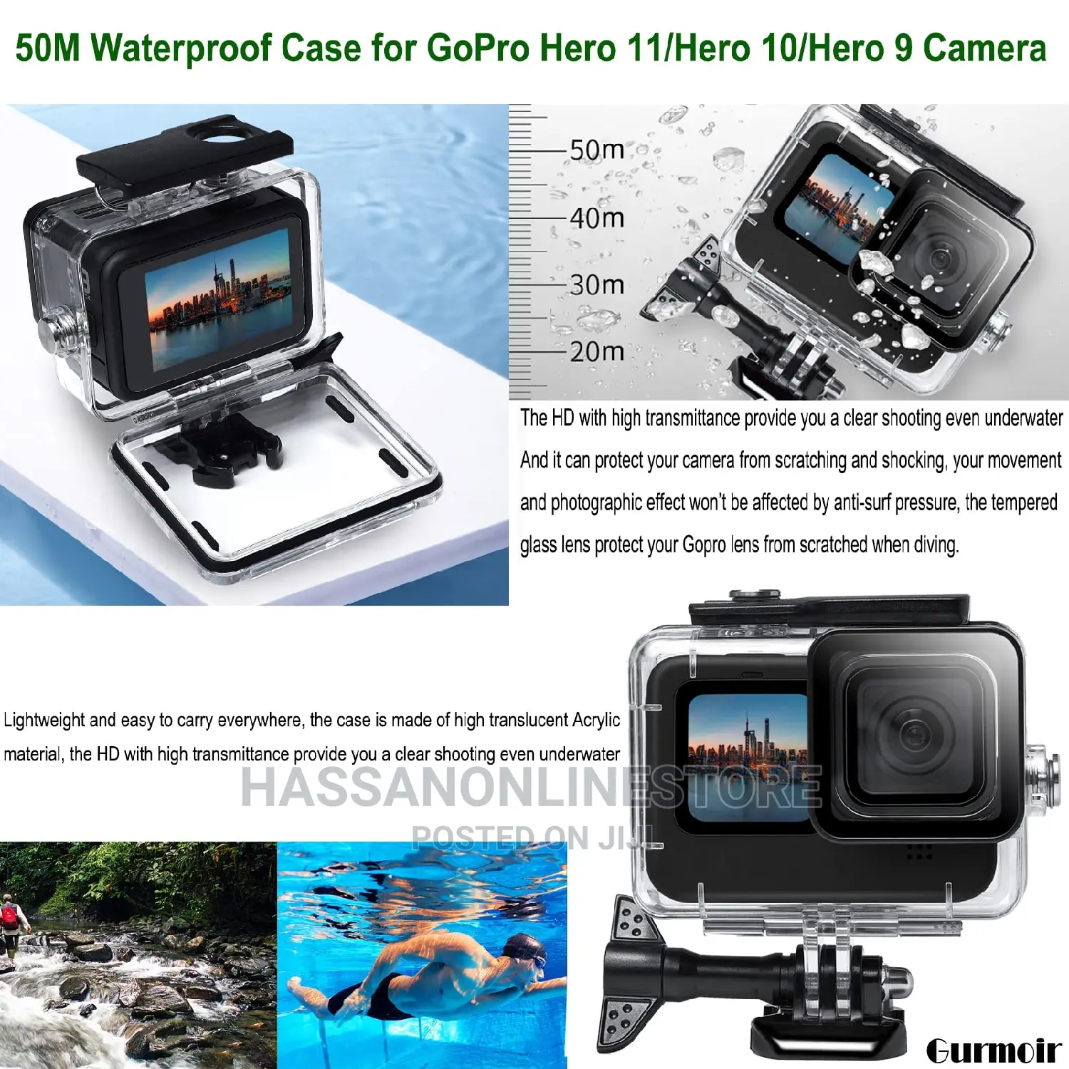 Gurmoir Accessories With Waterproof Case for Gopro Hero 10