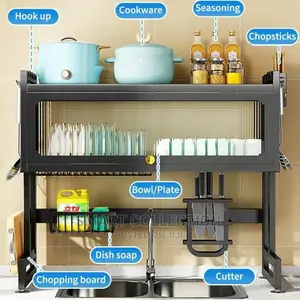 Metal Kitchen Plate/Dish Drainer Drying Rack With Cover