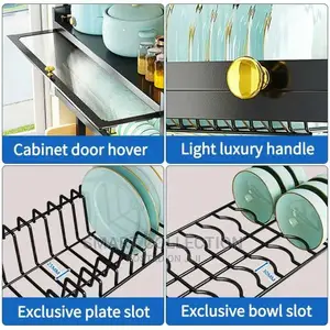 Metal Kitchen Plate/Dish Drainer Drying Rack With Cover