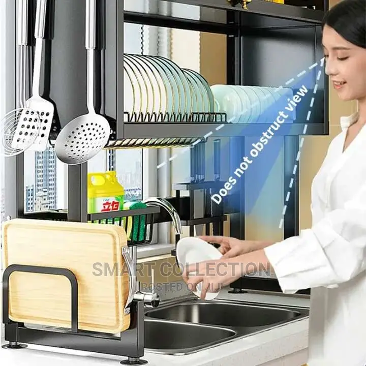 Metal Kitchen Plate/Dish Drainer Drying Rack With Cover