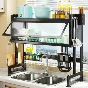 Metal Kitchen Plate/Dish Drainer Drying Rack With Cover
