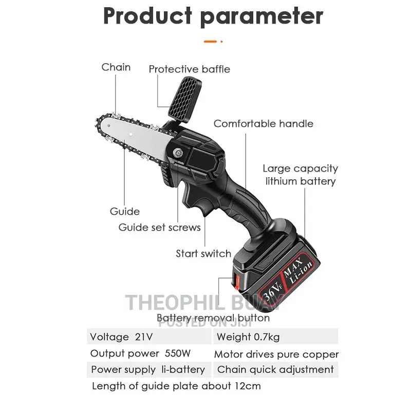 Mini Electric Portable Anti-Slip One-Handed Lithium Chainsaw
