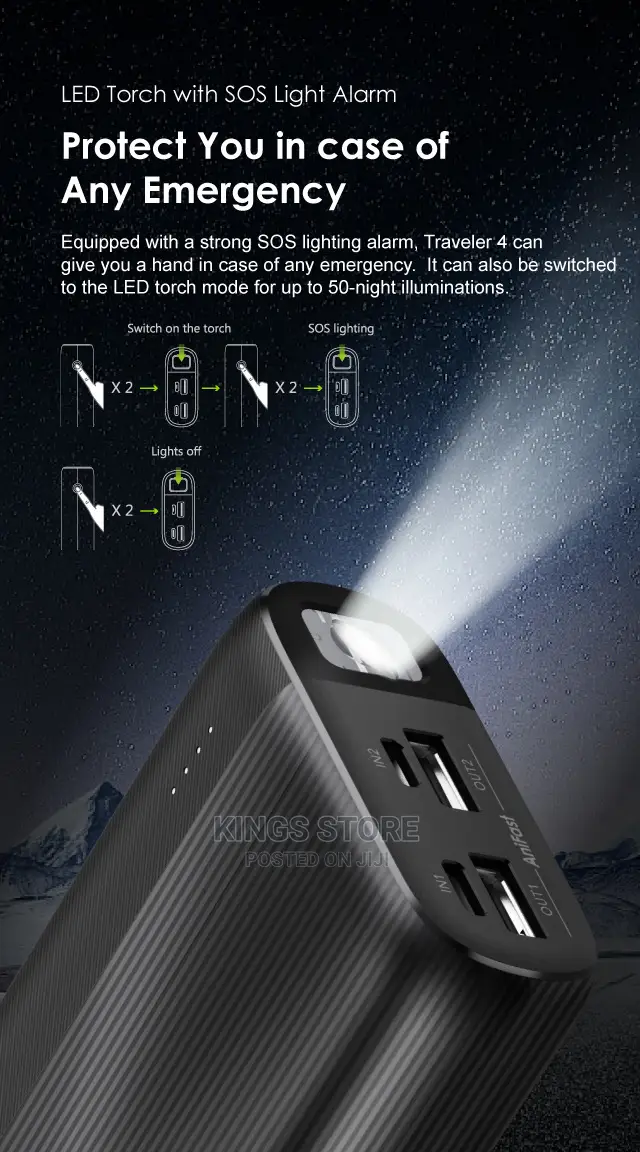 Oraimo Traveler 4 20000mah 2.1A Triple Ports Fast Charging
