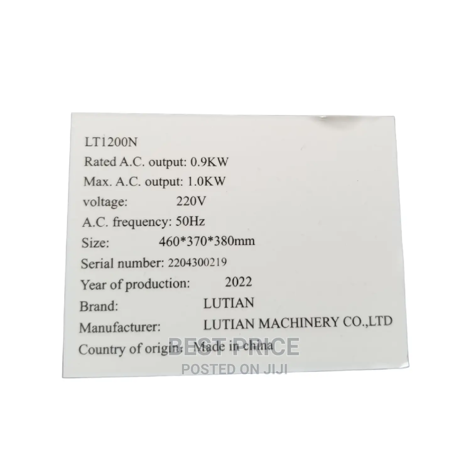 Lutian Generator 1.O Kw