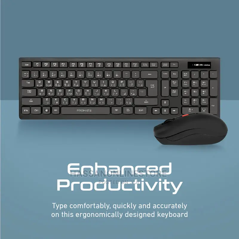 Promate Procombo12 Sleek Profile Wireless Keyboard Mouse
