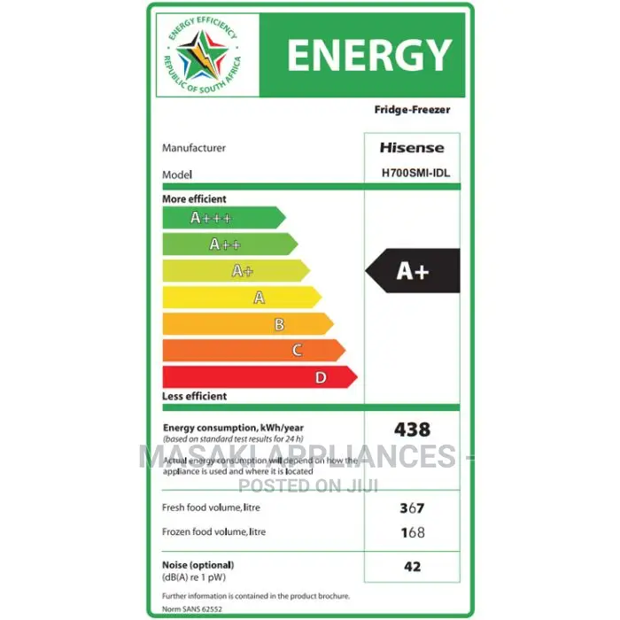 Hisense 535 Litre Black Glass Fridge Freezer H700SMI Water