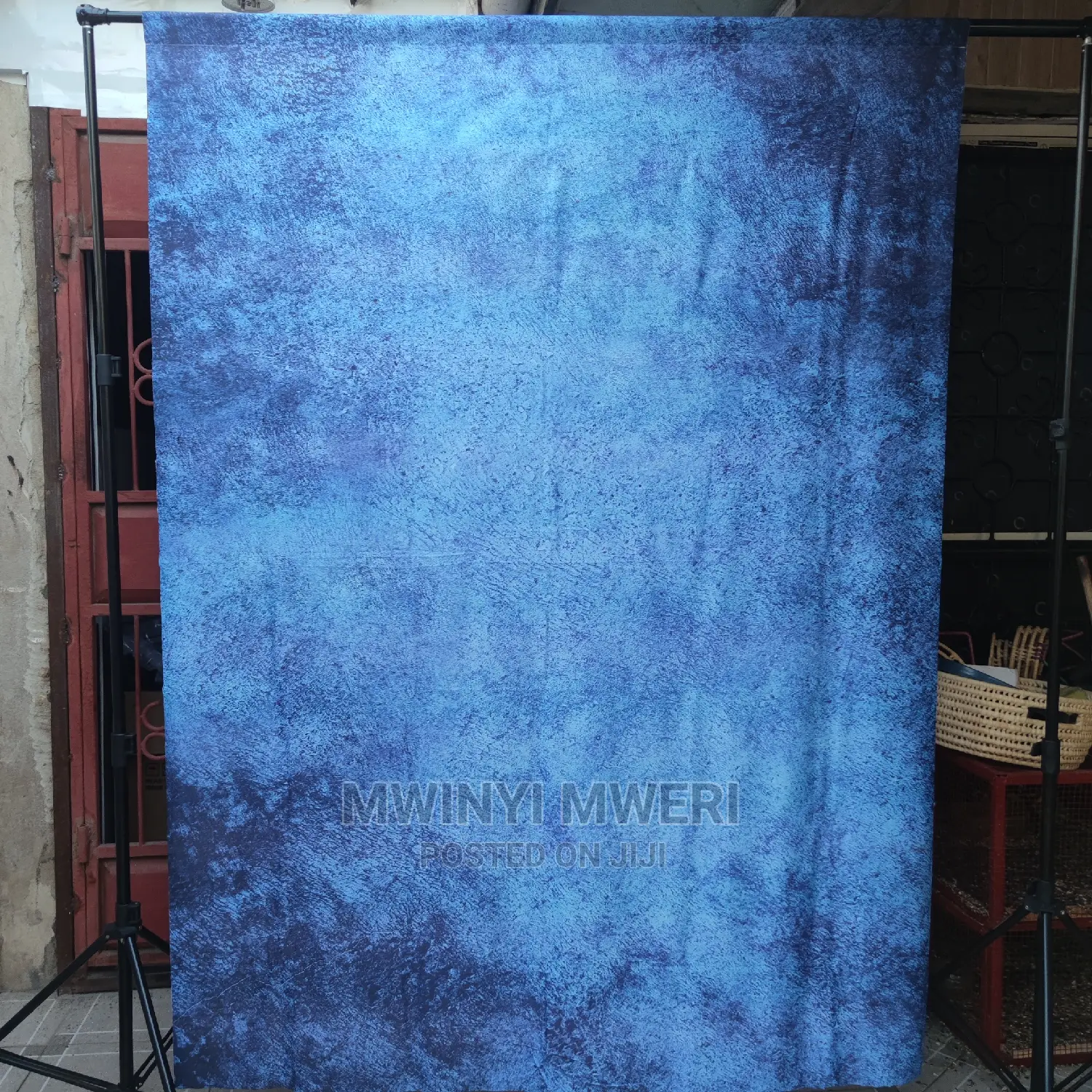 Dark Blue Grunge Texture Printed Wrinkle Free Cloth Backdrop