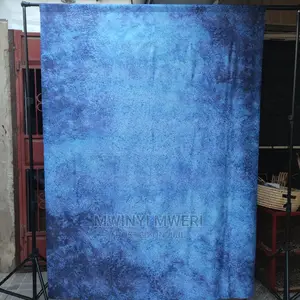 Dark Blue Grunge Texture Printed Wrinkle Free Cloth Backdrop