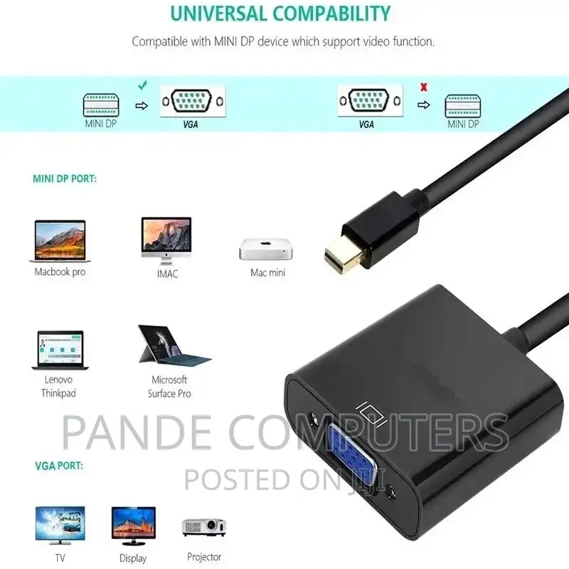 Mini Display Port to VGA Cable Dongle