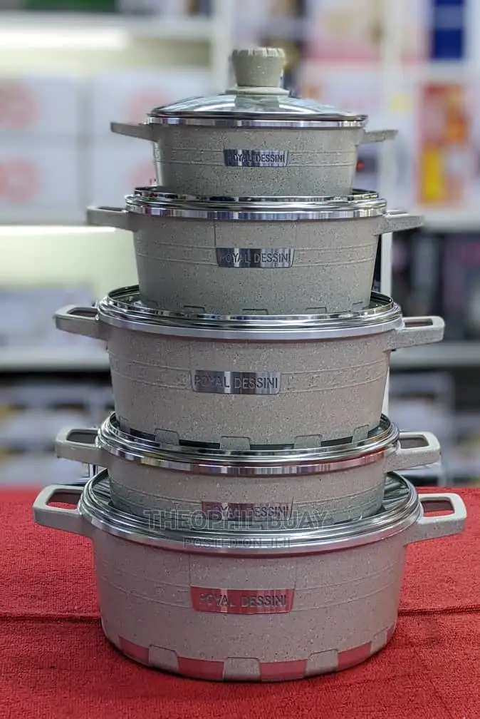 Royal Dessini Granite Cookware Set of 5 Cream