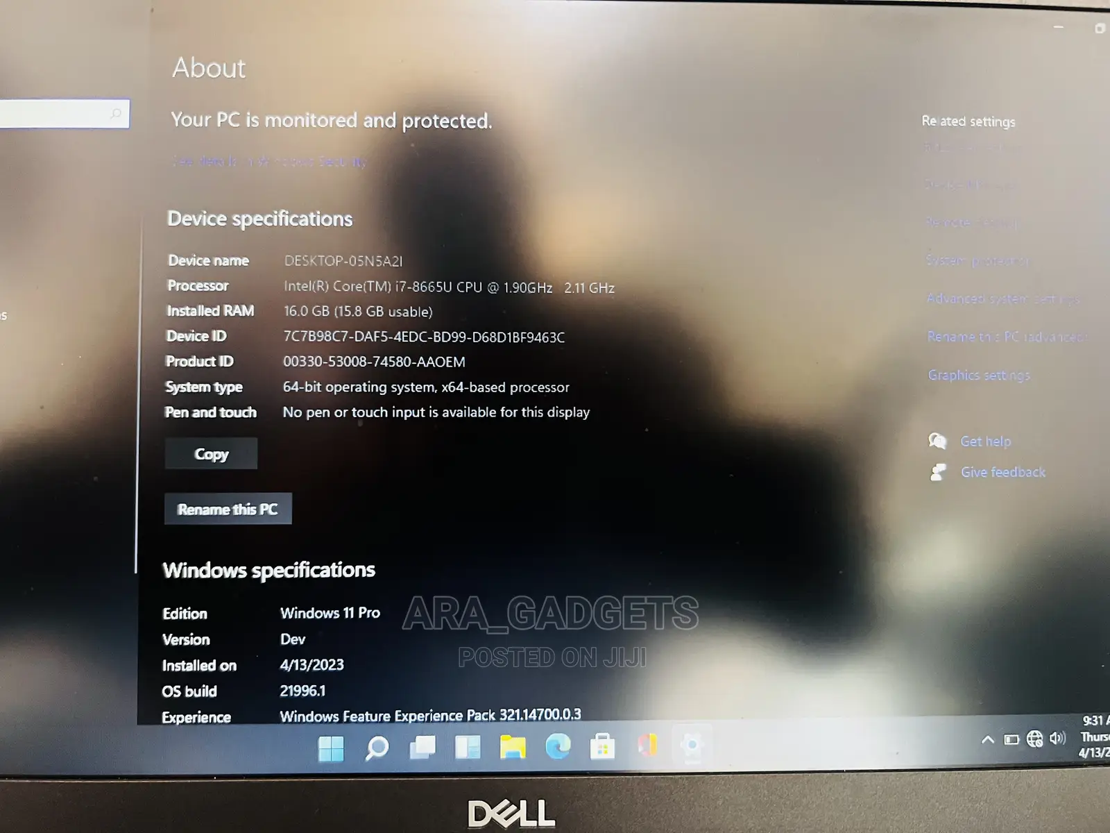 Laptop Dell Latitude 7300 16GB Intel Core I7 SSD 256GB
