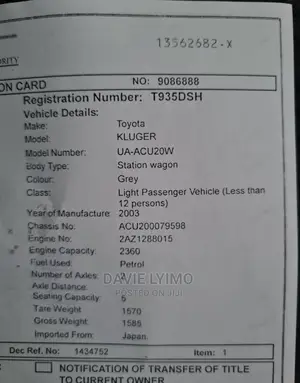 Toyota Kluger 2003 Gray