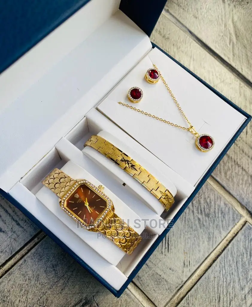 A Set of Watch, Bracelet, Earrings and Necklace