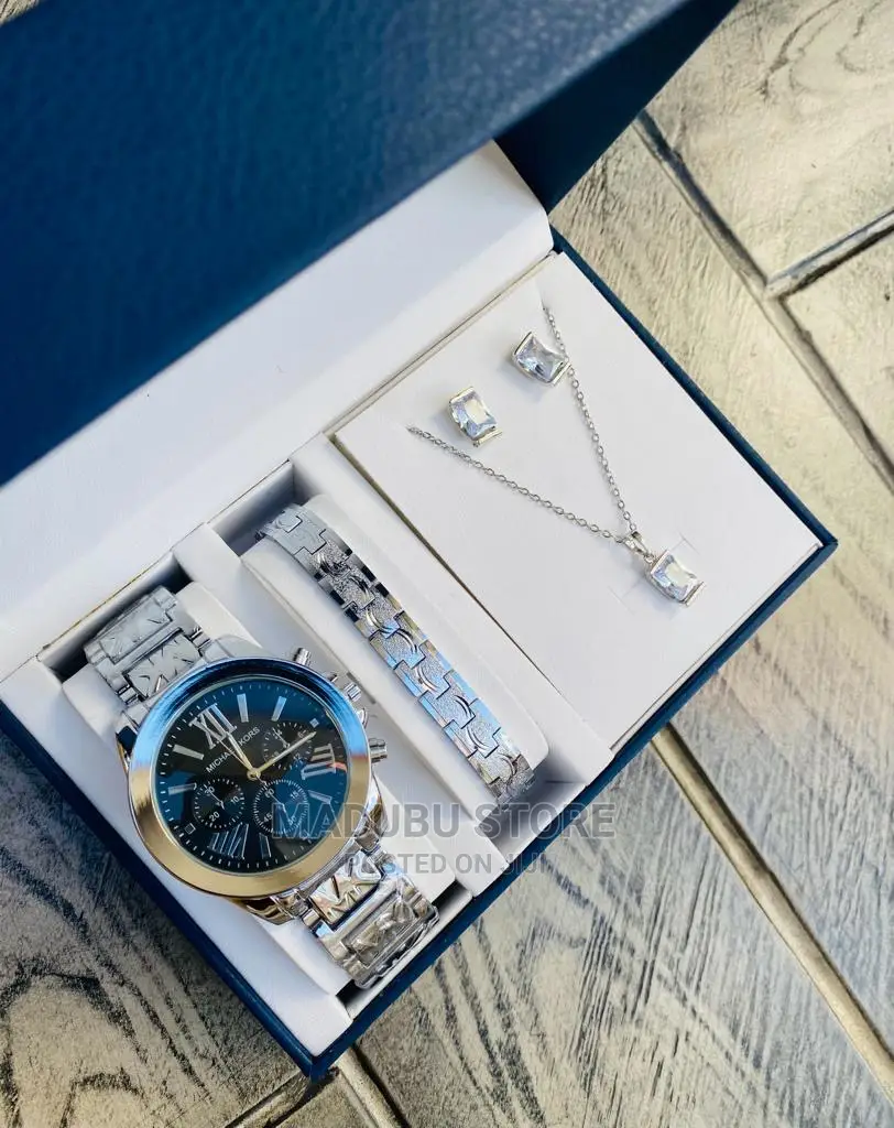 A Set of Watch, Bracelet, Earrings and Necklace