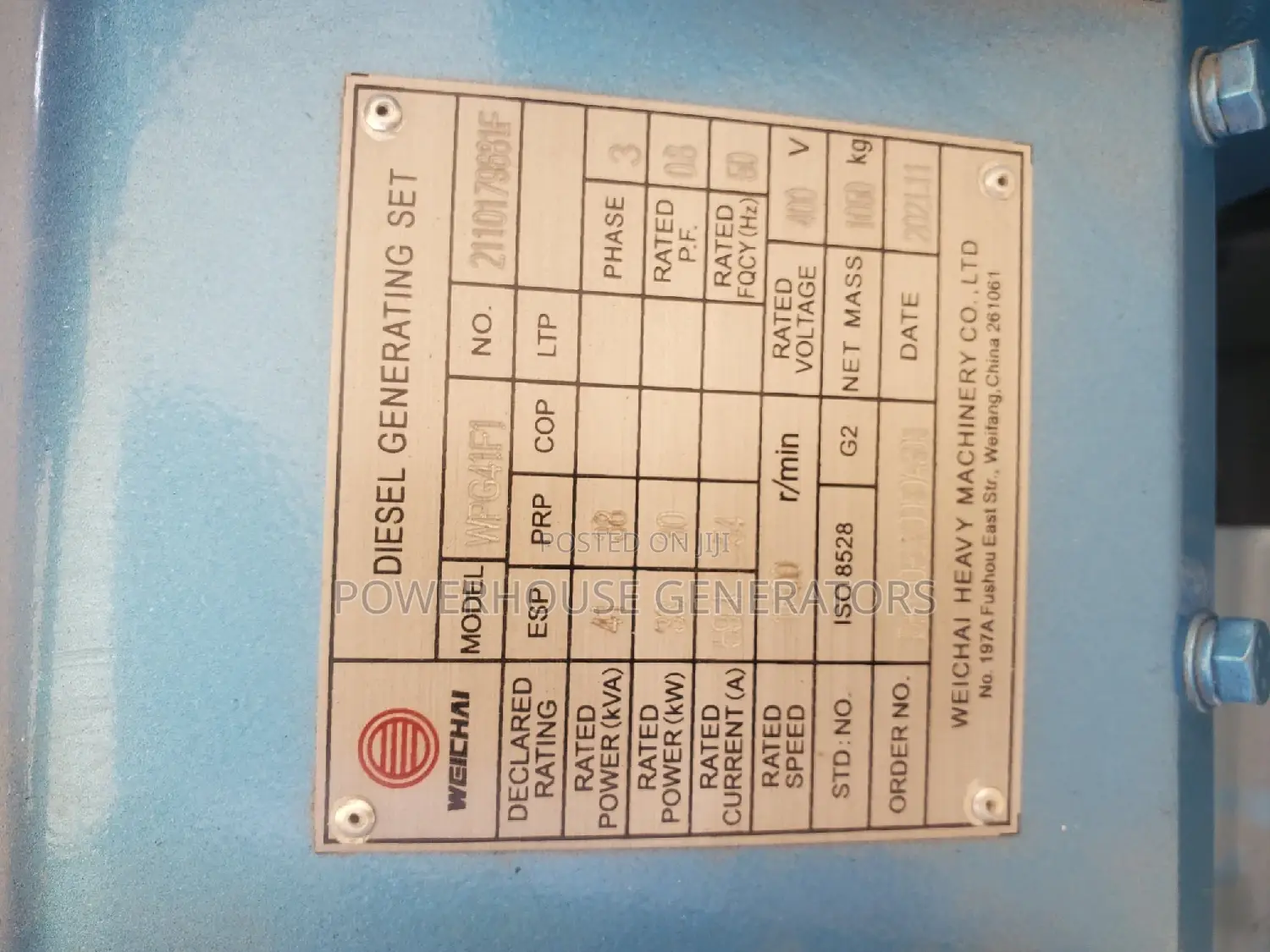 Generator Weichai 41kva