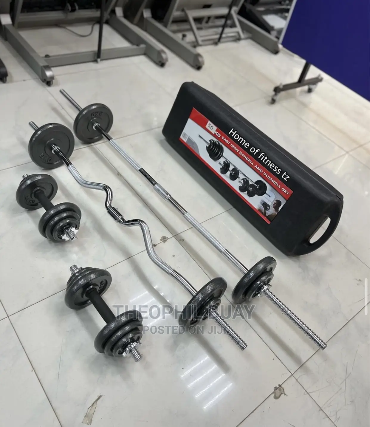 55kg Chrome Barbell and Dumbbell Set 4 In