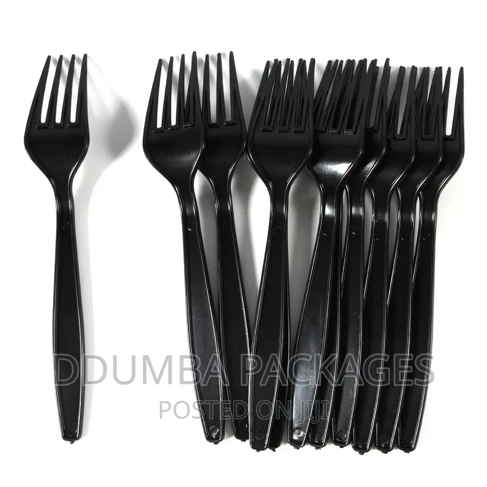 Disposable Tableware Plastic Black Forks Pc50