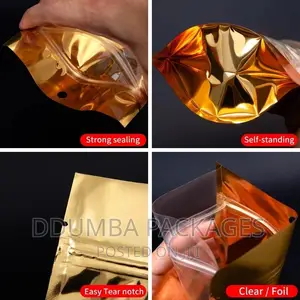 1kg Golden High Quality Zipper Bags Per 100 PCS