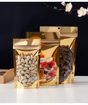 500gram Brown and White Zipper Bags Per 100 PCS