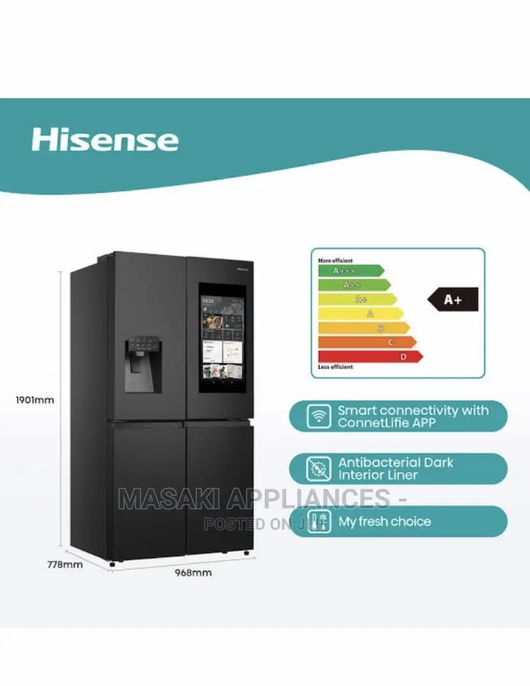 Hisense 541l Smart Touchscreen 4 Door Fridge Freezer H750fsb