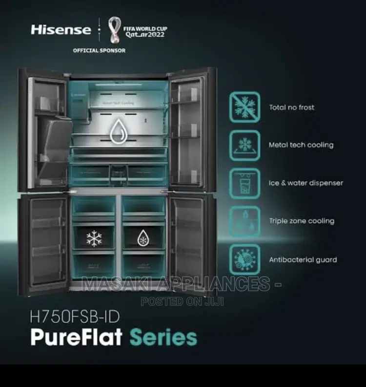 Hisense 541l Smart Touchscreen 4 Door Fridge Freezer H750fsb