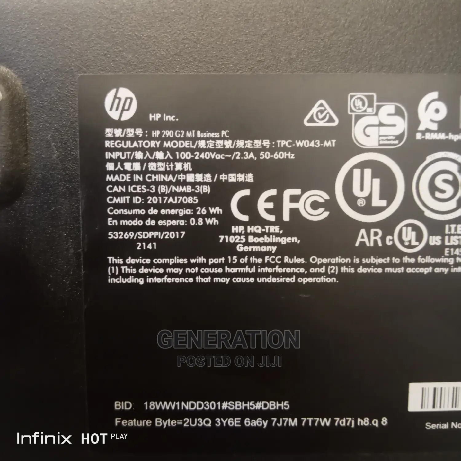 Desktop Computer HP 290 G4 8GB Intel Core I3 HDD+SSD 500GB