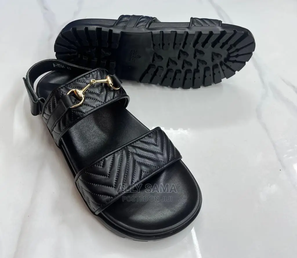 Open Shoes Leather Black
