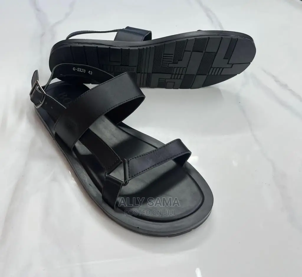 Open Shoes Leather Black