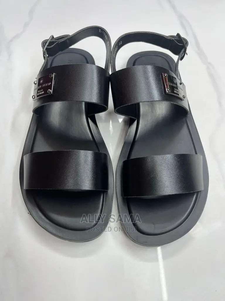 Open Shoes Leather Black