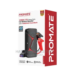 Promate 1200a/12v Heavy Duty Battery Booster With 16000mah