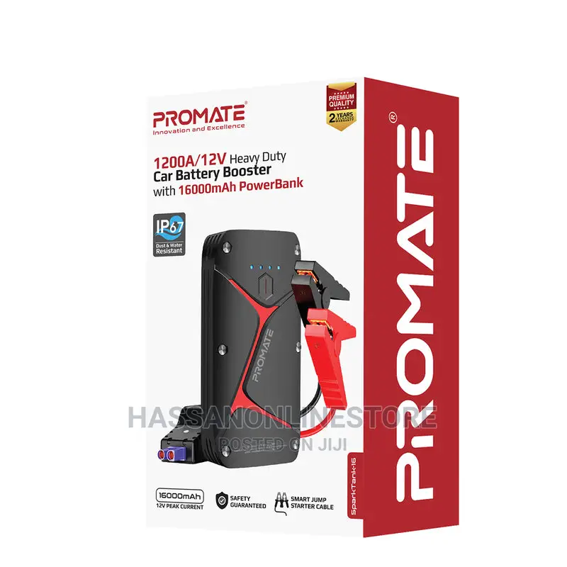 Promate 1200a/12v Heavy Duty Battery Booster With 16000mah